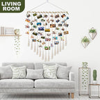 Hanging Photo Display boho bedroom decor teenage girl room decor Birthday Gifts for Grandma gift for mom Grandma’s Gifts - from Daughter, Granddaughter and Grandson - Mom Grandmothers Photo Holder，with 30 Wood Clips, 35" L x 30'' W