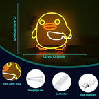 Duck Neon Sign, HSJNJKFU Neon Signs for Wall Decor Yellow Duck Animal Led Sign Light Up Sign for Room Birthday Party Home - LED Neon USB Powered