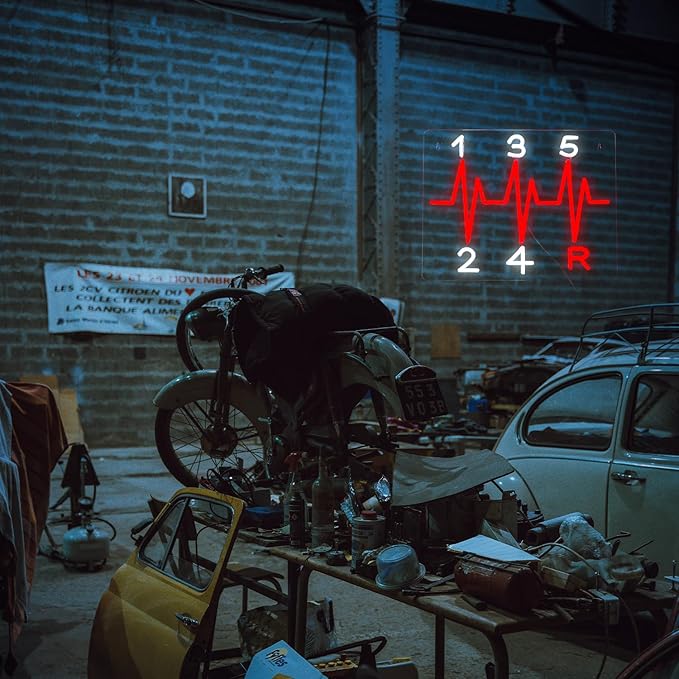 Shift Neon Sign for Wall Decor LED Manual Gearbox Neon Light Dimmable USB Car Gearbox Light Up Sign for Garage Parking lot Car Club Gifts for Father Husband Car Lovers(15.7 * 11.8In)