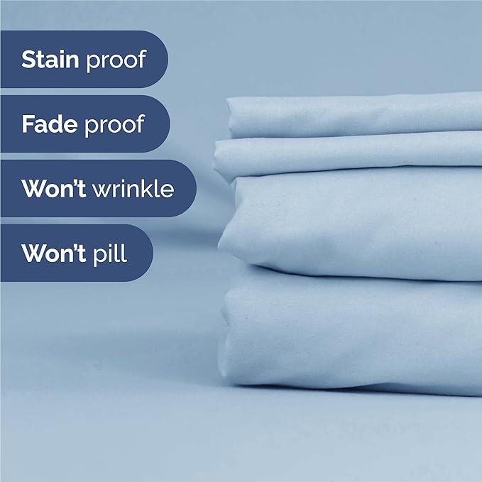 King Sheets Set 6 Piece - Includes 4 Pillowcases - Bed Sheets King Size - Soft Hotel Luxury Bedding - Cooling, Comfy, Cozy & Breathable - 1 Flat & 1 Fitted & 4 Pillowcases w/ Deep Pockets - Sky Blue