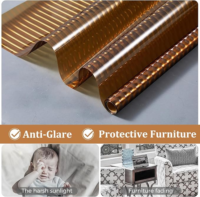 Beautyhero Window Privacy Film, Frosted Reeded Glass Cling, 3D Decorative Coverings with UV Blocking, Adhesive Stickers for Bathroom Doors Cabinet