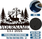 Personalized Deer Forest Name metal Signs,Custom Shed Metal Wall Decor,Black Deer Metal Wall Art Decor,Deer Home Metal Signs Plaques,Outdoor wall Decorative Signage (Style E)
