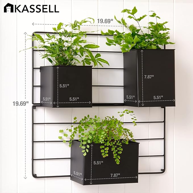 KASSELL Vertical Garden Wall Planter. Wall Mounted for Indoor Outdoor. All Metal Black Vertical Planter with No Assembly Required. Planter for Indoor Plants Flowers, Herbs, Succulents and Plants