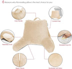 Nestl Reading Pillow for Kids, Small Bed Pillow, Back Pillow for Sitting in Bed, Memory Foam Chair Pillow, Reading & Bed Rest Pillows, Beige Cream Back Pillow for Bed, Arm Pillow with Pockets