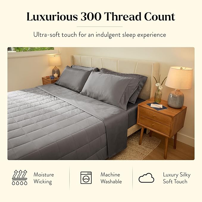 Miracle Made Soft Cooling Comforter – All-Season Silver-Infused Cozy Cotton Fabric – Lightweight, Hypoallergenic Bedding for Hot Sleepers, Queen Size Blanket, Stone