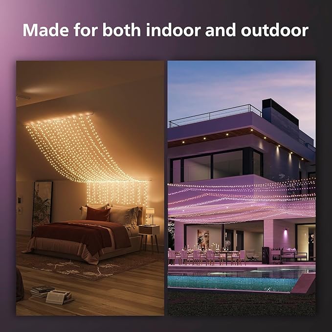 Philips Hue Indoor/Outdoor Holiday 130-Foot Festavia String Lights - 500 Mini Color Changing Smart LEDs - Weatherproof - Control with Hue App - Works with Alexa, Google Assistant and Apple HomeKit