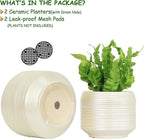 8 Inch + 6 Inch Ceramic Plant Pots Indoor with Drainage – Flower Pot Set, Decorative Indoor Planters for House Plants and Garden Use