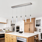 5-Light Pendant Ceiling Light Fixture for Kitchen Island, Modern Pendant Lighting for Kitchen Island,Integrated Dimmable Led Hanging Light with Crystal 40W,6000k for Kitchen…