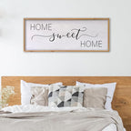 Home Sweet Home Sign Wall Decor 40"x15" Above Bed Living Room Large Wooden Framed Family Plaques Art (Wood)