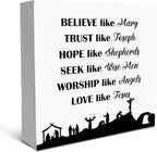 SRADMO Christian Signs for Home Decor, Inspirational Bible Verse Wood Box Sign Desk Decor, Bible Verse Decor, Christian Theme Wooden Block Box Sign Decoration for Home Office Shelf Table Decor