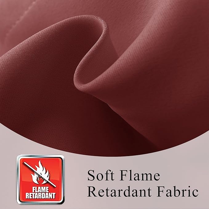 Fcosie 150 Inches Extra Wide Flame Retardant Fire Resistant Fireproof Drapes with Antique Bronze Grommets - 150" W by 84" L - Merlot - 2 Panels - Grommet Insulated Room Darkening Privacy Curtains