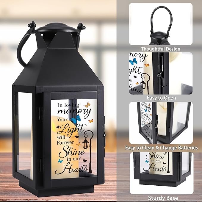 Memorial Lantern, Sympathy Gifts for Loss of Mom/Dad/Loved One, Bereavement Gifts, in Memory of Loved One Gifts, Remembrance Gifts for Loss, Celebration of Life, Memorial Gifts, Funeral Gifts