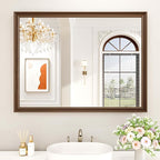 WEER Retro Copper Bathroom Mirror, 40x30 Inch Bronze Oil Rubbed Framed Mirror, Rectangle Classic Vintage Framed Wall Mirror, Farmhouse Vanity Mirror, Tempered Glass, Vertically or Horizontally