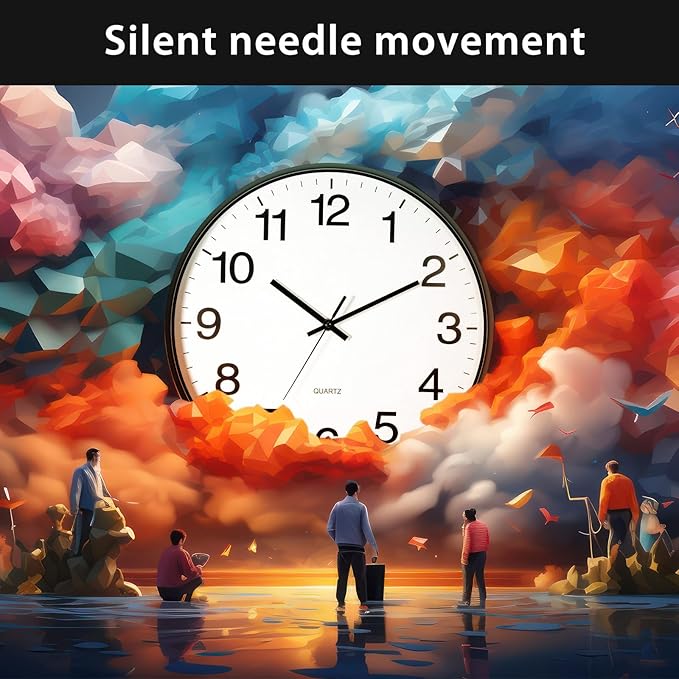 Inbagi 8 Pcs Wall Clock Large Silent Battery Operated Wall Clocks Modern Non Ticking Wall Clocks Bulk Decorative for Kitchen Office Living Room Home Bathroom Bedroom Classroom(White,14 Inch)