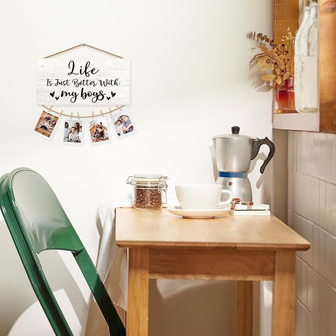 Life is Just Better with My Boys Picture Frame Photo Holder for Wall, Boy Mama Gifts, Christmas Birthday Gifts for Mom, Mom of Boys Hanging Photo Display