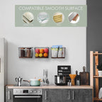 Wall Hanging Baskets 3 Pack, Large Diversified Wire Basket Shelves of Wooden Style, with Wall Mounted Metal Hooks & Traceless Stickers, for Kitchen Coffee Bar Office Room Garage Storage Organization