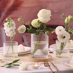 12pcs Glass Cylinder Vases for Centerpieces, Clear Ribbed Flower Vases for Wedding Decorations, Vintage Decorative Vase Set for Flowers, Hurricane Floating Candle Holder for Party Home Decor, 4''+6''