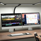 ONEMIX 42" LED Desk Lamp with Clamp, Architect Desk Light with Remote, Adjustable 4-Segment Bar, 1800LM Bright, Eye-Caring Desk Lamp for Home Office, Reading, Study, Dual Monitors, Workbench (Black)