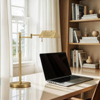 VONLUCE LED Desk Lamp, Adjustable Industrial Style Metal Table Lamp, Dimmable Reading Lamp for Living Room Bedroom Office, Antique Gold