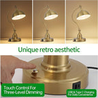 Vintage Brass Gold Desk Lamp Decorative Table Lamp for Home Office Living Room Bedroom Desk Light, Rustic Industrial Farmhouse Antique Library Study Desk Lamp E26 LED Bulb Included