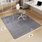 Glass Chair Mat 46" x 55" Heavy Duty Tempered Glass Mat, Office Glass Floor Mat with Round Corner and Polished Edge for Smooth Glide, Carpet Hardwood Floor Protector,Grey