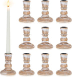 Wooden Taper Candle Holders: Rustic Wood Candlestick Holders Farmhouse Fall Decor for Living Room Dinning Table Centerpiece Christmas Set of 10
