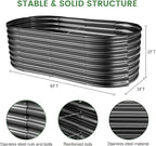 Land Guard Galvanized Planter Raised Beds, 6×3×2ft Galvanized Water Trough, Keyhole Raised Garden Bed Metal (Dark Gray)