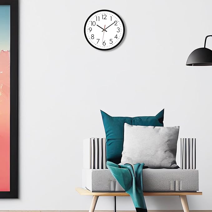 Lumuasky 2 Pack Black Wall Clock,12 Inch Silent Non Ticking Quartz Battery Operated Round Analog Classic Clock for Classroom School Office Living Room Bedroom Home