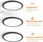 slochi 12 Inch Flush Mount LED Ceiling Light Fixture Black, 28W 5000K Ceiling Lamp, 3200LM Super Bright Daylight Surface Mount LED Ceiling Light Fixture for Kitchen, Bedroom, Laundry, Closet Room