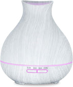 BZseed Aromatherapy Essential Oil Diffuser 550ml 12 Hours White Wood Grain Aroma Diffuser with Timer for Large Room, Home, Baby Bedroom, Waterless Auto Shut-Off, 7 Colors Lights Changing