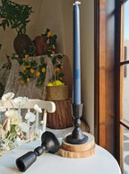 Antique Black Iron Taper Candle Holders - Candlestick Holder for Weddings, Dining, and Parties, Candle Stand Set of 2 (Black)