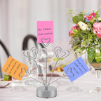 Desktop Heart-Shaped Photo Tree Style Holders Round Base,5-Branch Family Picture Frame Clips Holder Desk Card Display Stand for Christmas,Wedding, Birthday Party,Gift Silver