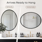 OVALCREST - Oval Wooden Beveled Wall Mirror for Home Decor, Bathroom, Vanity, Bedroom, Living Room, Hallway - London Style (Matte Black) 19.1 x 25.1