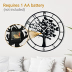 20inch/50cm Large Tree of Life Wall Clocks for Living Room Decor,Bedroom,Battery Operated Metal Big Decorative Silent Non Ticking Wall Clock for Farmhouse(Tree of Life, 20 inches)