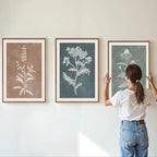 SIGNINART Neutral Botanical Framed Canvas Wall Art Set, Vintage Floral Wall Decor, Boho Minimalist Plant Wall Painting, Art Print for Farmhouse Living Room, Bedroom, Office, Bathroom 16"x24"x3