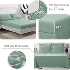 JOLLYVOGUE Full Comforter Set, Ultra-Soft Bed in a Bag Full Size 7 Pieces, Oeko-TEX Certified Bedding Set with Down Alternative Comforter, Sheets, Pillowcases & Shams, Sage Green