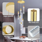 6-Lights Modern Crystal Chandeliers for Dining Room Kitchen Island Crystal Pendants Light Fixture High Ceiling Hanging for Entryway Bedroom Foyer 6000K