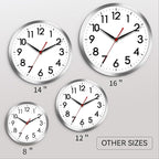 AKCISOT Wall Clock 10 Inch Silent Wall Clocks Battery Operated Non Ticking - Modern Silver Clock Decorative for Kitchen, Bathroom, Bedroom, Living Room, Office, Home(Silver)