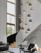 Chandeliers for Dining Room Flush Mount Dimmable Round Ceiling Light for Living Room 15 Lights Crystal Raindrop Chandelier D24''xH118''