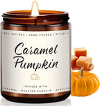 Auelife Fall Candle, Caramel Pumpkin Scented Candle – Fall Soy Candles for Home, Cozy Autumn Aromatherapy Candles, Sweet Pumpkin & Caramel Fragrance | Gift for Women, Home Décor