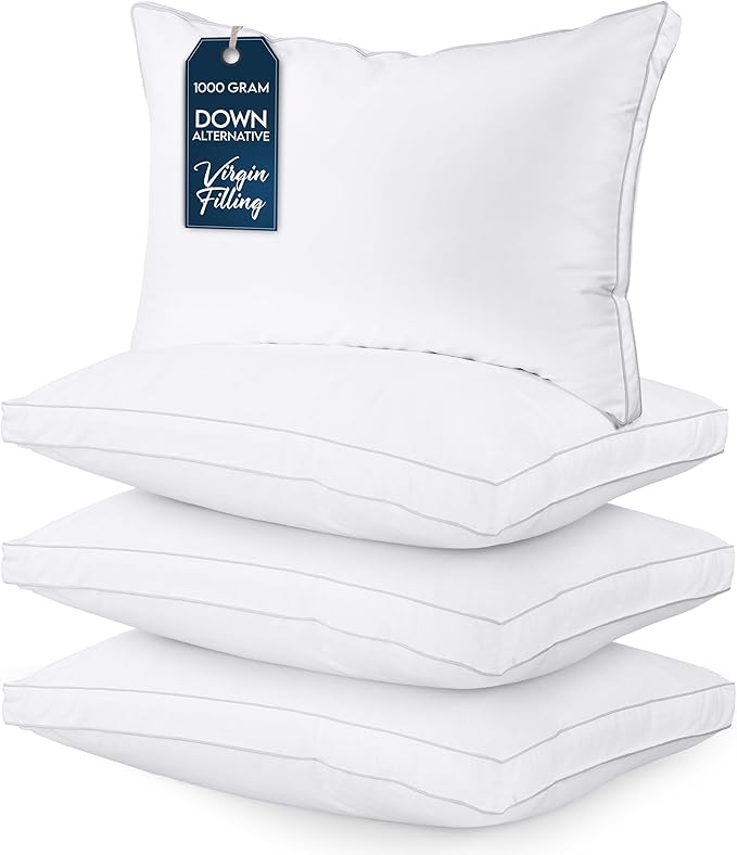 Utopia Bedding Bed Pillows for Sleeping Queen Size (White), Set of 4, Cooling Hotel Quality, Gusseted Pillow for Back, Stomach or Side Sleepers