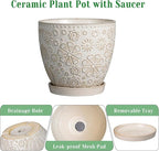 6.9 Inch Plant Pot with Drainage Hole and Saucer Ceramic Planter for Indoor Plant Flower Pot for Orchid Succulents Plants White
