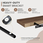 24 Inch Floating Shelves, 8 Inch Deep Floating Shelves for Wall, Hanging Shelf with Invisible Brackets, Deep Shelves for Bathroom, Bedroom, Living Room, Walnut, Set of 2