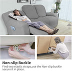 Easy-Going 8 Pieces Recliner Sofa Stretch Sofa Slipcover Sofa Cover Furniture Protector Couch Soft with Elastic Bottom Kids, Spandex Jacquard Fabric Small Checks Light Gray