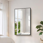 YIROMAN Bathroom Mirror 50"x30", Large Matte Black Bathroom Mirror for Over Sink with Aluminum Frame, Rectangular Vanity Mirror with Right Angle, Wall Mirror Hangs Horizontal or Vertical, Shatterproof