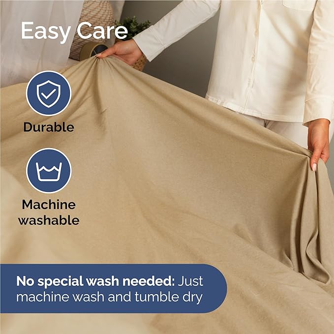 Full Sheets Set 6 Piece - Includes 4 Pillowcases - Bed Sheets Full Size - Soft Hotel Luxury Bedding - Cooling, Comfy & Breathable - 1 Flat & 1 Fitted & 4 Pillowcases w/ Deep Pockets - Heathered Tan