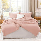 Litanika Comforters Blush Oversized King Size, 3 Pieces Lightweight Solid Bedding Set & Collections, All Season Fluffy Bed Set (120x98In Comforter & 2 Pillowcases)