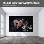 Black Floral Wall murals Peel and Stick Flowers Wallpaper for Bedroom Living Room - 58"x86"