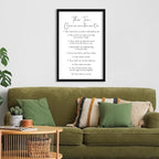 flowtorely The Ten Commandments Sign Bible Verse Wall Decor 16"×11" Christian Catholic Scripture Large Wooden Framed Wall Hanging Art (Black)