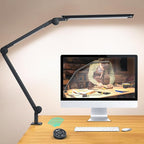 LED Desk Lamp with Clamp, Ultra-Bright Dual Light Architect Desk Light with Adjustable Swing Arm, Eye-Caring 4 Color Modes Stepless Dimming Task Table Lamp for Home Office Reading Study & Workbench